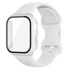 For Apple Watch 40mm / 41mm Butterfly Buckle Silicone Watch Band with Film Integrated PC Case(White) - 1