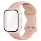 For Apple Watch Series 45mm Butterfly Buckle Silicone Watch Band with Film Integrated PC Cover(Pink) - 1