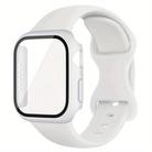 For Apple Watch Series 45mm Butterfly Buckle Silicone Watch Band with Film Integrated PC Cover(White) - 1