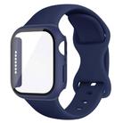 For Apple Watch Series 41mm Butterfly Buckle Silicone Watch Band with Film Integrated PC Cover(Midnight Blue) - 1