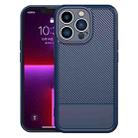 For iPhone 12 Pro Max Carbon Fiber Series Fine Hole TPU Phone Case(Blue) - 1