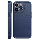 For iPhone 12 Pro Max Carbon Fiber Series Fine Hole TPU Phone Case(Blue) - 3
