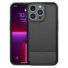 For iPhone 13 Pro Carbon Fiber Series Fine Hole TPU Phone Case(Black) - 1