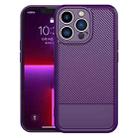 For iPhone 13 Pro Carbon Fiber Series Fine Hole TPU Phone Case(Purple) - 1