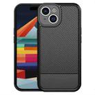 For iPhone 15 Plus Carbon Fiber Series Fine Hole TPU Phone Case(Black) - 1