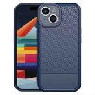 For iPhone 15 Plus Carbon Fiber Series Fine Hole TPU Phone Case(Blue) - 1