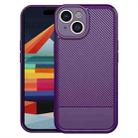 For iPhone 15 Plus Carbon Fiber Series Fine Hole TPU Phone Case(Purple) - 1