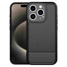 For iPhone 15 Pro Carbon Fiber Series Fine Hole TPU Phone Case(Black) - 1