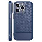 For iPhone 15 Pro Carbon Fiber Series Fine Hole TPU Phone Case(Blue) - 3