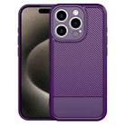 For iPhone 15 Pro Carbon Fiber Series Fine Hole TPU Phone Case(Purple) - 1