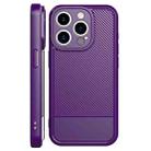 For iPhone 15 Pro Carbon Fiber Series Fine Hole TPU Phone Case(Purple) - 3