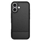 For iPhone 16 Carbon Fiber Series Fine Hole TPU Phone Case(Black) - 2