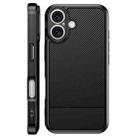 For iPhone 16 Carbon Fiber Series Fine Hole TPU Phone Case(Black) - 3
