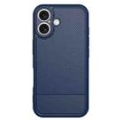 For iPhone 16 Carbon Fiber Series Fine Hole TPU Phone Case(Blue) - 2