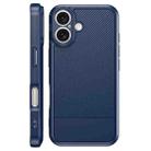 For iPhone 16 Carbon Fiber Series Fine Hole TPU Phone Case(Blue) - 3
