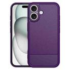 For iPhone 16 Carbon Fiber Series Fine Hole TPU Phone Case(Purple) - 1