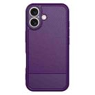 For iPhone 16 Carbon Fiber Series Fine Hole TPU Phone Case(Purple) - 2