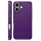 For iPhone 16 Carbon Fiber Series Fine Hole TPU Phone Case(Purple) - 3