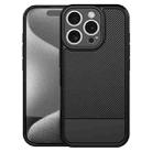 For iPhone 16 Pro Max Carbon Fiber Series Fine Hole TPU Phone Case(Black) - 1