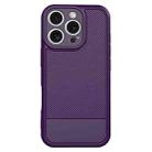 For iPhone 16 Pro Max Carbon Fiber Series Fine Hole TPU Phone Case(Purple) - 2