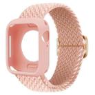 For Apple Watch Series 10 46mm Ladder Buckle Loop Nylon Watch Band with Silicone Case(Pink) - 1