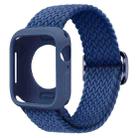 For Apple Watch 44mm / 45mm Ladder Buckle Loop Nylon Watch Band with Silicone Case(Dark Blue) - 1