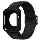 For Apple Watch 44mm / 45mm Ladder Buckle Loop Nylon Watch Band with Silicone Case(Black) - 1