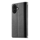 For iPhone 16 Stitching Multi-card Zipper Wallet Leather Phone Case with Short Strap(Black) - 3