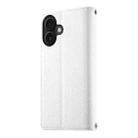 For iPhone 16 Stitching Multi-card Zipper Wallet Leather Phone Case with Short Strap(White) - 3