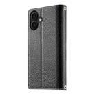 For iPhone 16 Plus Stitching Multi-card Zipper Wallet Leather Phone Case with Short Strap(Black) - 3
