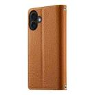 For iPhone 16 Plus Stitching Multi-card Zipper Wallet Leather Phone Case with Short Strap(Brown) - 3