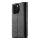 For iPhone 16 Pro Stitching Multi-card Zipper Wallet Leather Phone Case with Short Strap(Black) - 3