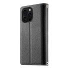 For iPhone 16 Pro Max Stitching Multi-card Zipper Wallet Leather Phone Case with Short Strap(Black) - 3