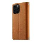 For iPhone 16 Pro Max Stitching Multi-card Zipper Wallet Leather Phone Case with Short Strap(Brown) - 3