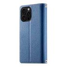 For iPhone 16 Pro Max Stitching Multi-card Zipper Wallet Leather Phone Case with Short Strap(Dark Blue) - 3