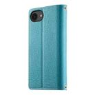 For iPhone 16e Stitching Multi-card Zipper Wallet Leather Phone Case with Short Strap(Blue) - 3