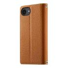 For iPhone 16e Stitching Multi-card Zipper Wallet Leather Phone Case with Short Strap(Brown) - 3