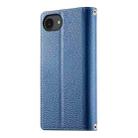 For iPhone 16e Stitching Multi-card Zipper Wallet Leather Phone Case with Short Strap(Dark Blue) - 3