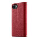 For iPhone 16e Stitching Multi-card Zipper Wallet Leather Phone Case with Short Strap(Red) - 3