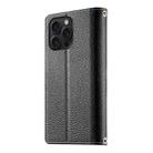 For iPhone 15 Pro Max Stitching Multi-card Zipper Wallet Leather Phone Case with Short Strap(Black) - 3