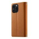 For iPhone 15 Pro Max Stitching Multi-card Zipper Wallet Leather Phone Case with Short Strap(Brown) - 3