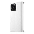 For iPhone 15 Pro Max Stitching Multi-card Zipper Wallet Leather Phone Case with Short Strap(White) - 3