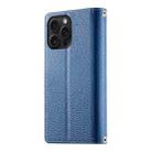 For iPhone 15 Pro Max Stitching Multi-card Zipper Wallet Leather Phone Case with Short Strap(Dark Blue) - 3