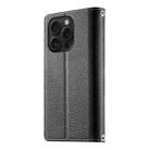 For iPhone 15 Pro Stitching Multi-card Zipper Wallet Leather Phone Case with Short Strap(Black) - 3