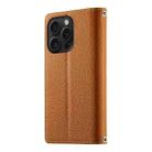For iPhone 15 Pro Stitching Multi-card Zipper Wallet Leather Phone Case with Short Strap(Brown) - 3
