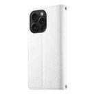 For iPhone 15 Pro Stitching Multi-card Zipper Wallet Leather Phone Case with Short Strap(White) - 3