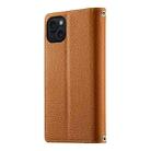 For iPhone 15 Plus Stitching Multi-card Zipper Wallet Leather Phone Case with Short Strap(Brown) - 3