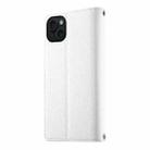 For iPhone 15 Plus Stitching Multi-card Zipper Wallet Leather Phone Case with Short Strap(White) - 3