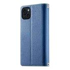 For iPhone 15 Plus Stitching Multi-card Zipper Wallet Leather Phone Case with Short Strap(Dark Blue) - 3