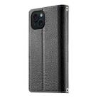 For iPhone 15 Stitching Multi-card Zipper Wallet Leather Phone Case with Short Strap(Black) - 3